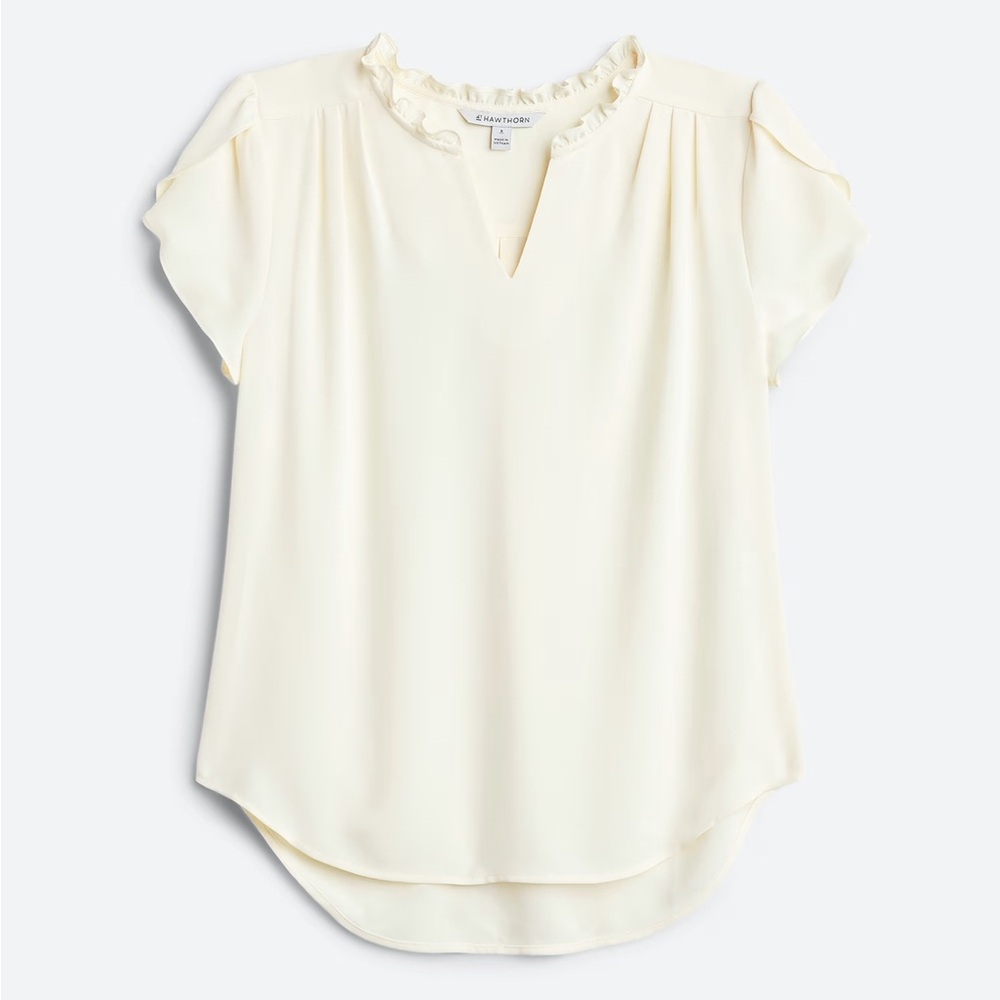 NWT 41 Hawthorn Tiffany Tulip Sleeve Cream Blouse - size PXS